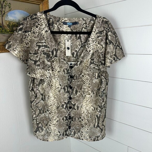 Anthropologie Eva Franco Willow Snake Printed Blouse NWT Size Medium - Picture 7 of 15